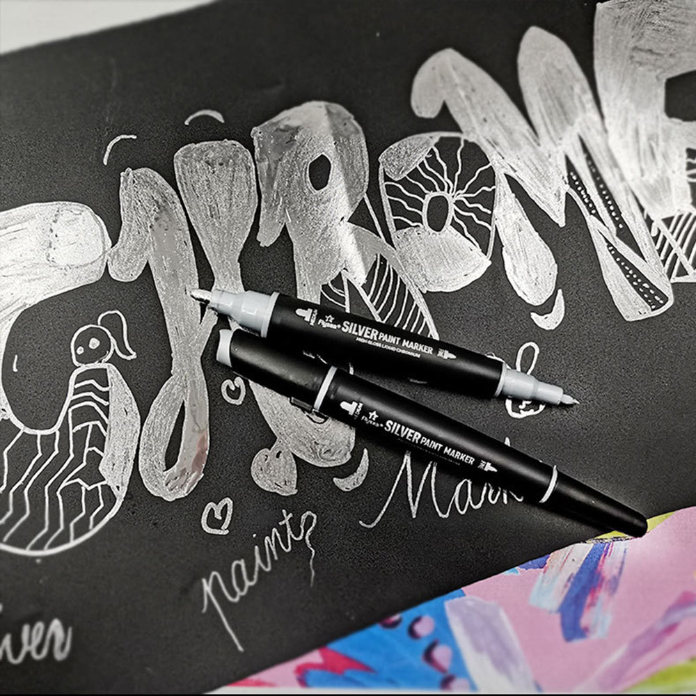 FLYSEA FS-747 Silver Marker Pen 3.0mm 0.7mm Dual Tips Paint Pen for Glass Pebble Plastic FLYSEA FS-747 Silver Marker Pen 3.0mm 0.7mm Dual Tips Paint Pen for Glass Pebble Plastic